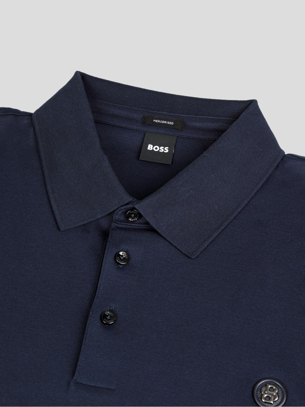 Polo Manches Longues Mercerisé Grande Taille Marine