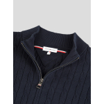 Pull Col Camionneur Torsadé Grande Taille Marine