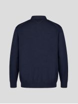Pull Jacquard Col Polo Grande Taille Marine