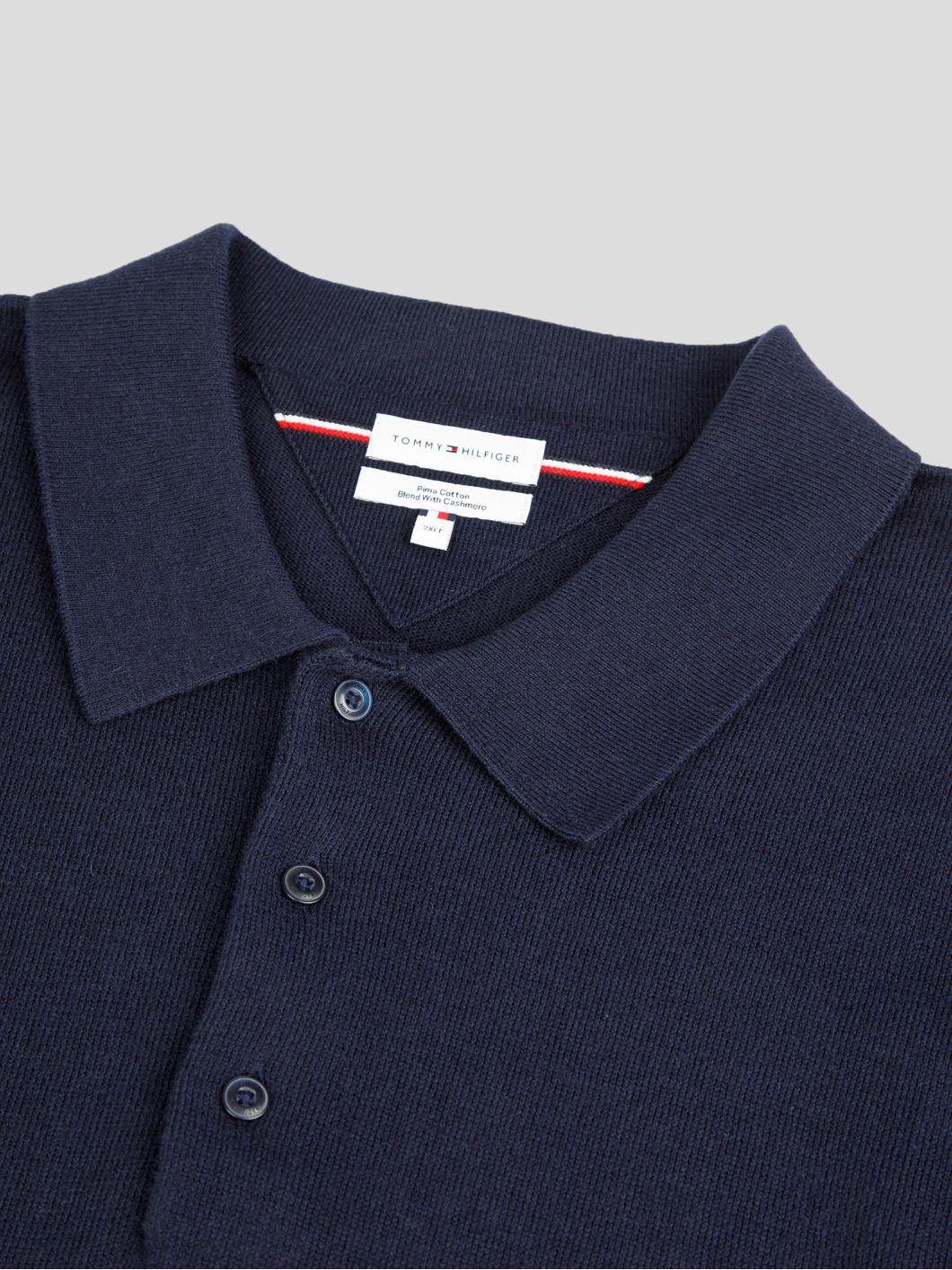 Pull Coton/Cachemire Col Polo Grande Taille Marine