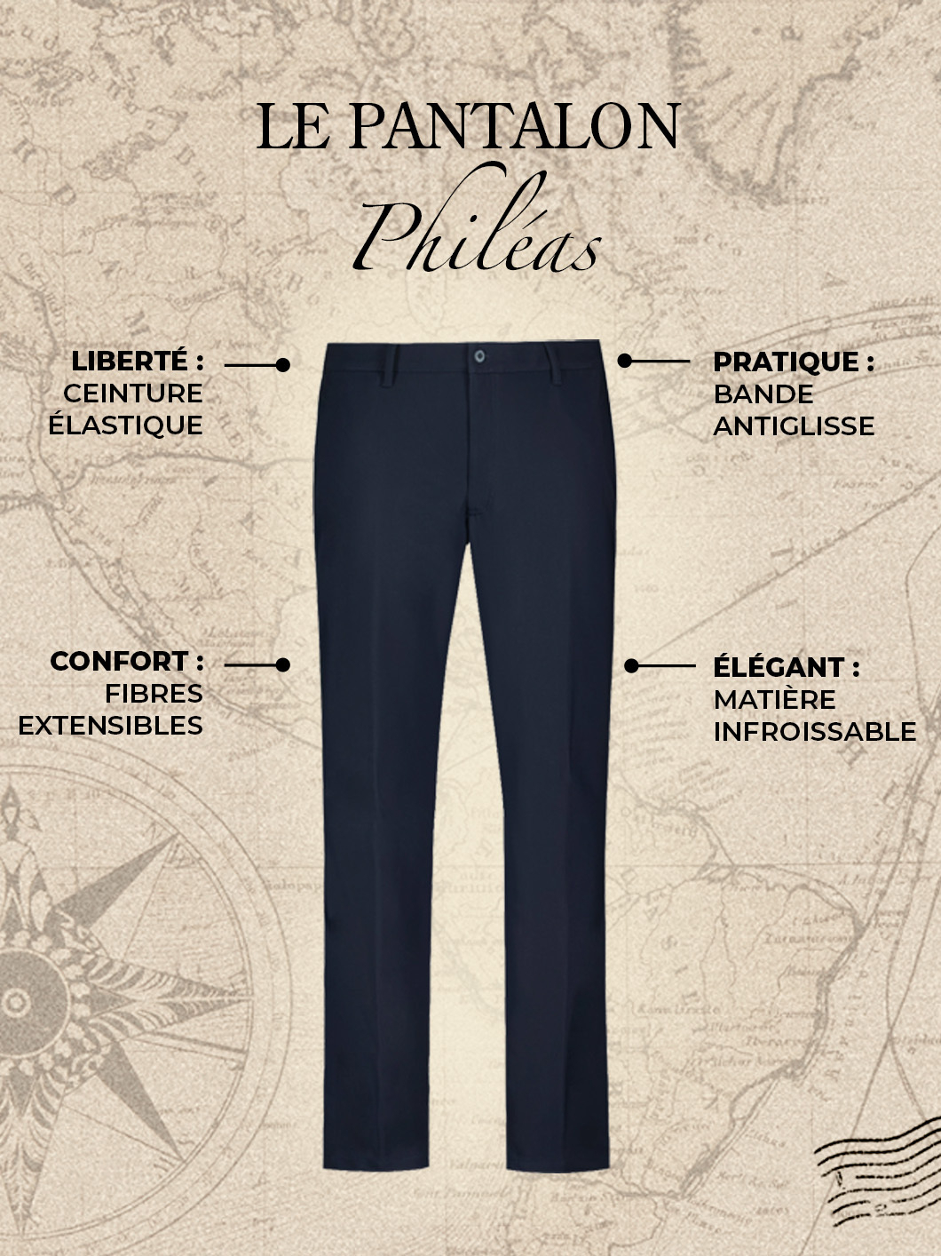 Pantalon Philéas Grande Taille Marine