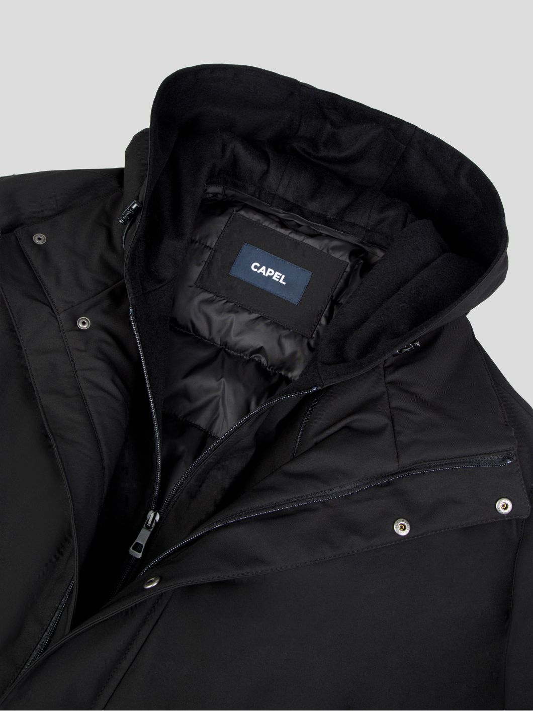 Parka avec Capuche Amovible Noire pour Homme Grand