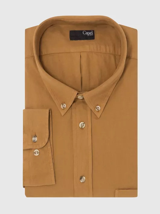 chemise ocre unie en flanelle homme grandes tailles