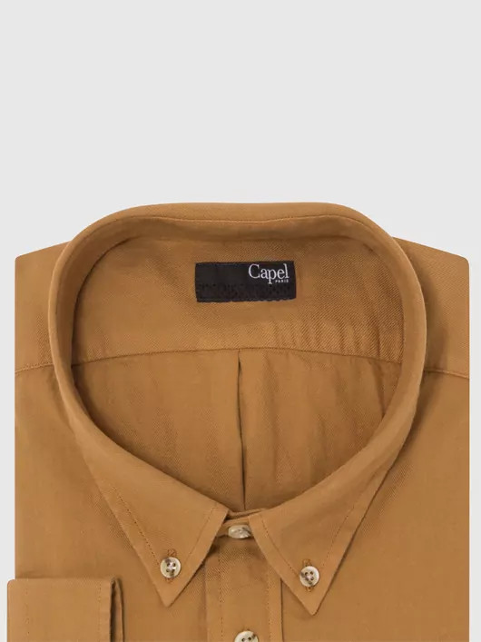 chemise ocre unie en flanelle homme grandes tailles