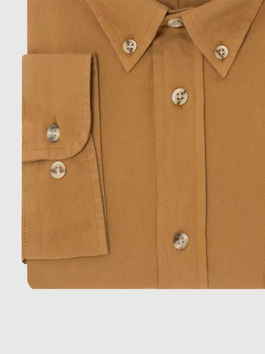 chemise ocre unie en flanelle homme grandes tailles