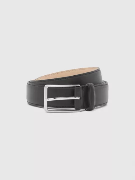 Ceinture Cuir Lisse Noire Grandes Tailles