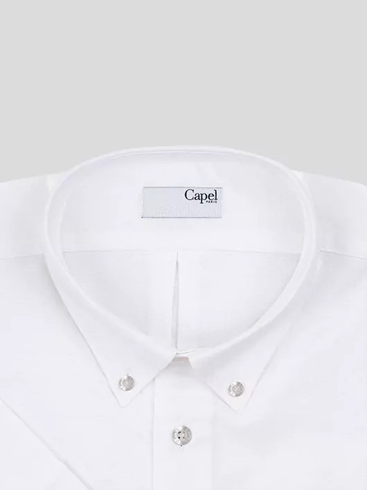 Chemise manches courtes blanche coton oxford homme grande taille | Capel