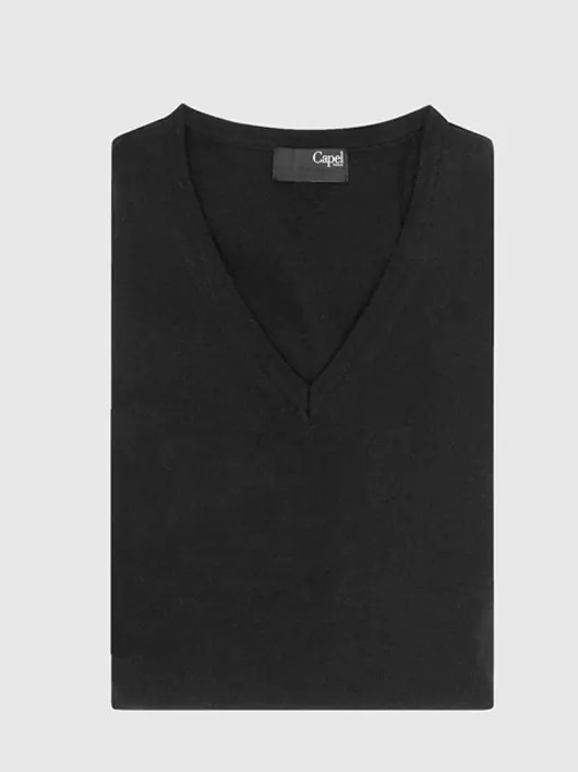 Pull col V uni sans manches mode hommes grande taille
