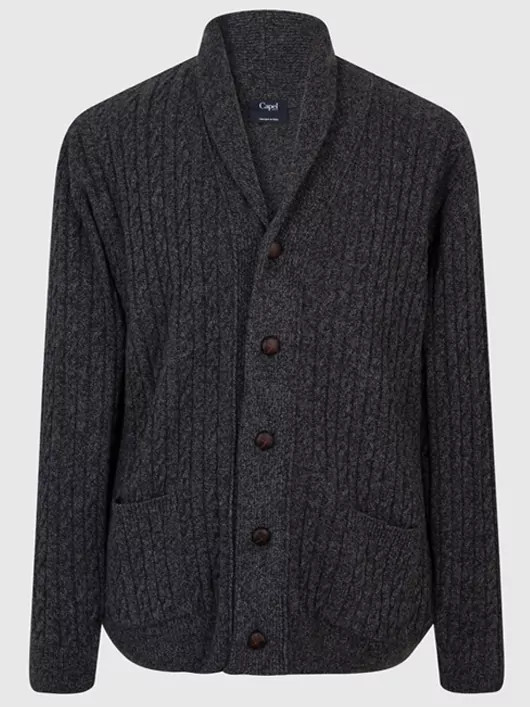 Cardigan Torsadé Col Châle Homme Capel Paris Grande Taille