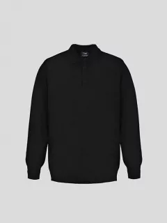 Pull Col polo noir Uni Capel Paris Grande Taille