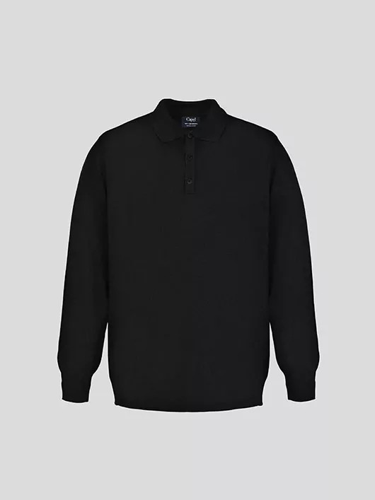 Pull Col polo noir Uni Capel Paris Grande Taille