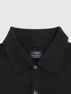 Pull Col polo noir Uni Capel Paris Grande Taille
