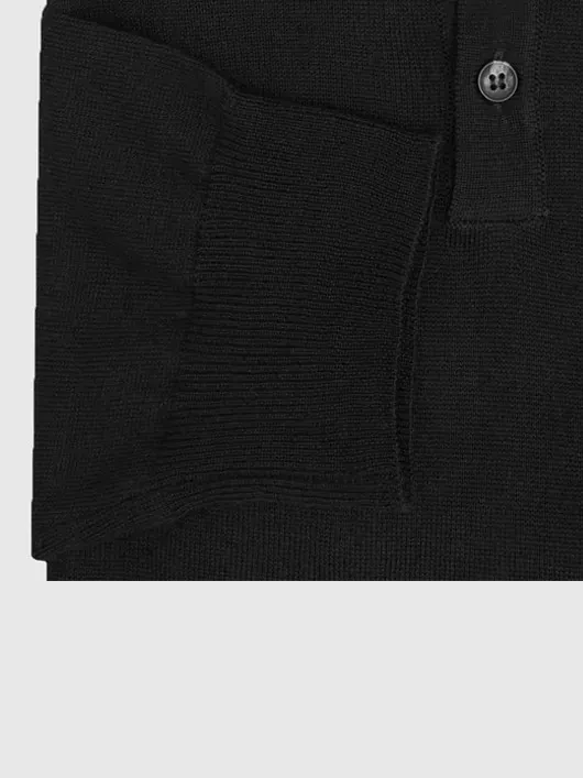 Pull Col polo noir Uni Capel Paris Grande Taille
