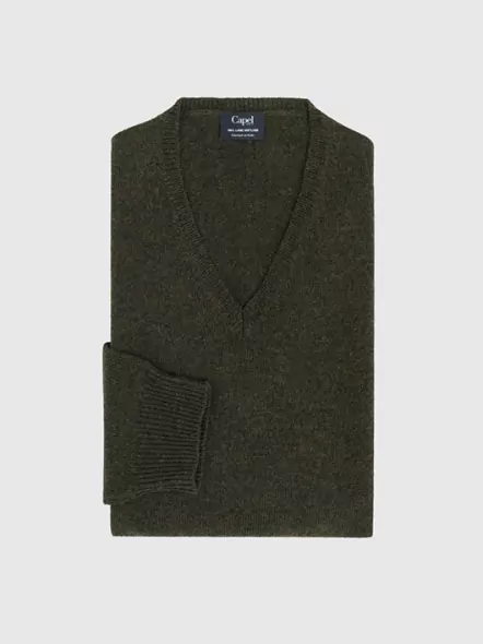 Pull Col V Kaki Capel Paris Grande Taille