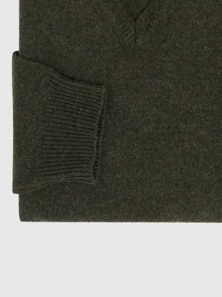 Pull Col V Kaki Capel Paris Grande Taille