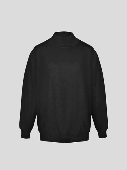 Pull Mérinos Pietro Col Cheminée Noir Capel Grande Taille