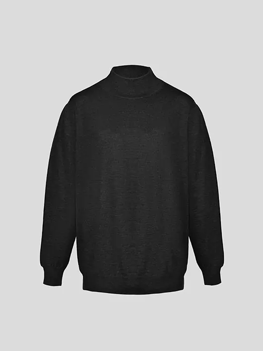 Pull Mérinos Pietro Col Cheminée Noir Capel Grande Taille