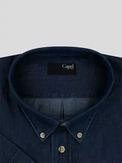 Chemise 100% coton chambray indigo homme grande taille | Capel
