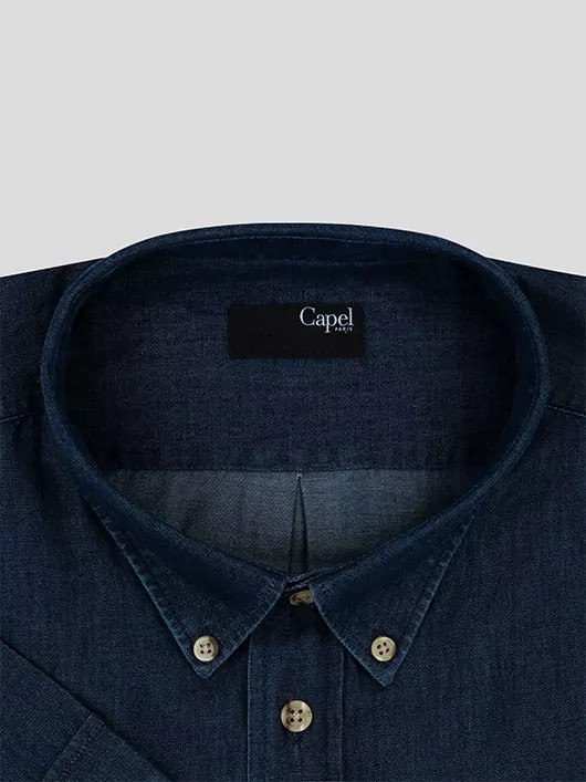 Chemise 100% coton chambray indigo homme grande taille | Capel
