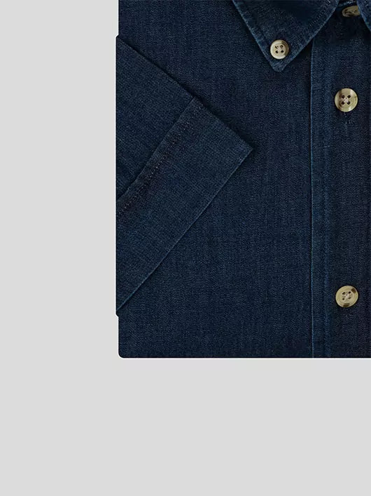 Chemise 100% coton chambray indigo homme grande taille | Capel