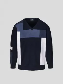 Pull Graphique Col V Capel Grande Taille  homme grande taille - Capelstore