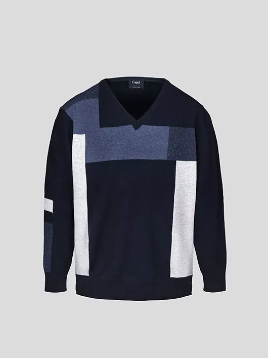 Pull Graphique Col V Capel Grande Taille  homme grande taille - Capelstore