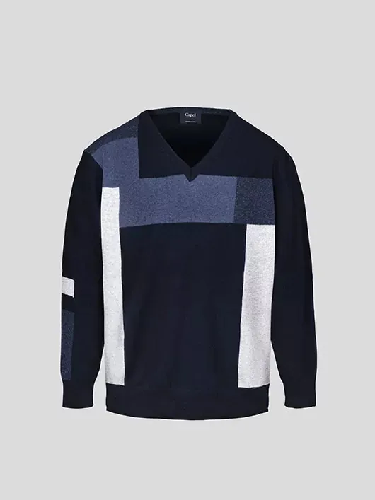 Pull Graphique Col V Capel Grande Taille  homme grande taille - Capelstore