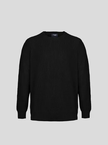 Pull Nid-D'abeilles Noir Capel Grande Taille