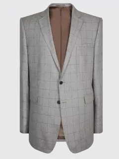 Veste en Soie à Carreaux Grise Homme Grande Taille Capel