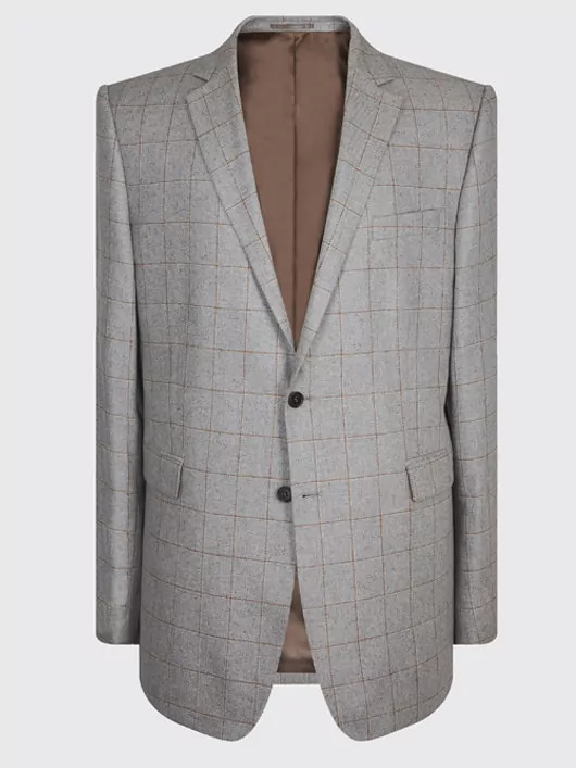 Veste en Soie à Carreaux Grise Homme Grande Taille Capel