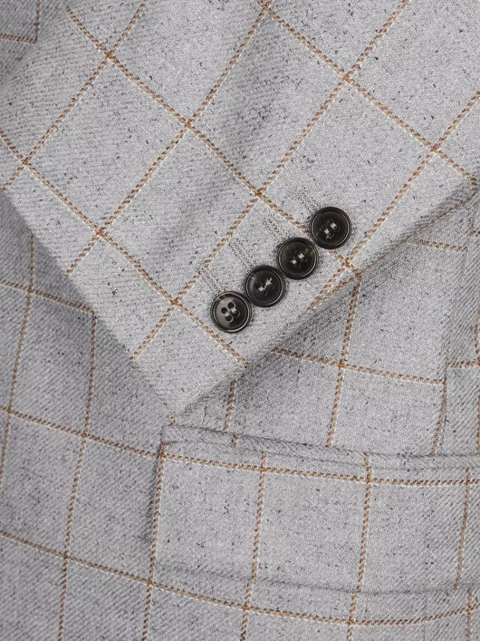 Veste en Soie à Carreaux Grise Homme Grande Taille Capel