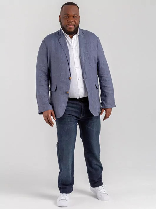 Veste en lin bleue homme grande taille | Capel