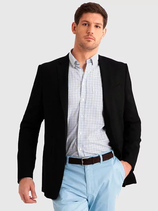 Veste 100% laine Fresco froide légère noire homme grande taille | Capel