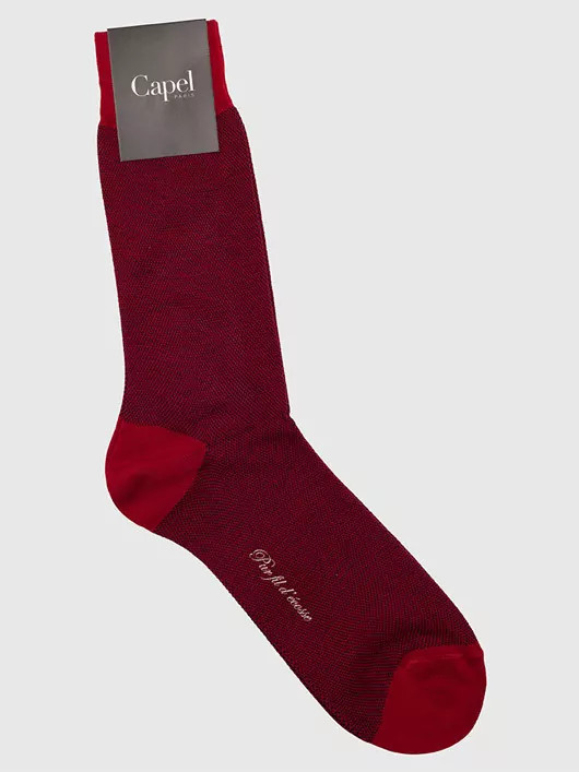 Chaussettes Caviar Fil Ecosse Rouge Fonce Homme Grande Taille - Capelstore
