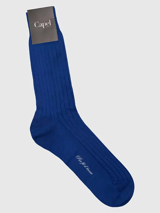 Chaussettes Fil D'ecosse Bleu Royal Homme Grande Taille - Capelstore