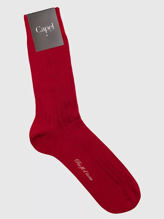 Chaussettes Fil D'ecosse Rouge Fonce Homme Grande Taille - Capelstore