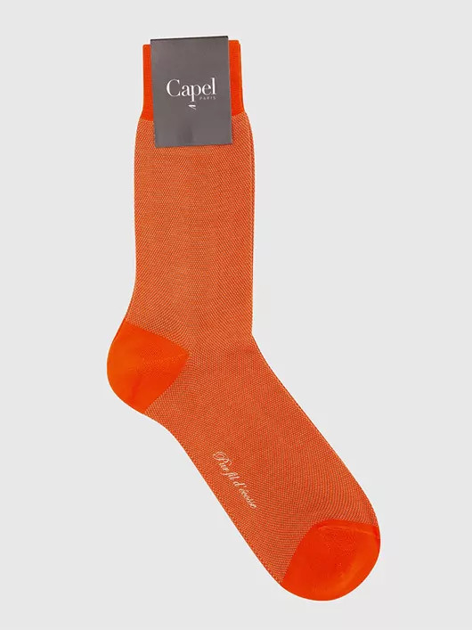 Chaussettes Caviar Fil Ecosse Orange Homme Grande Taille - Capelstore