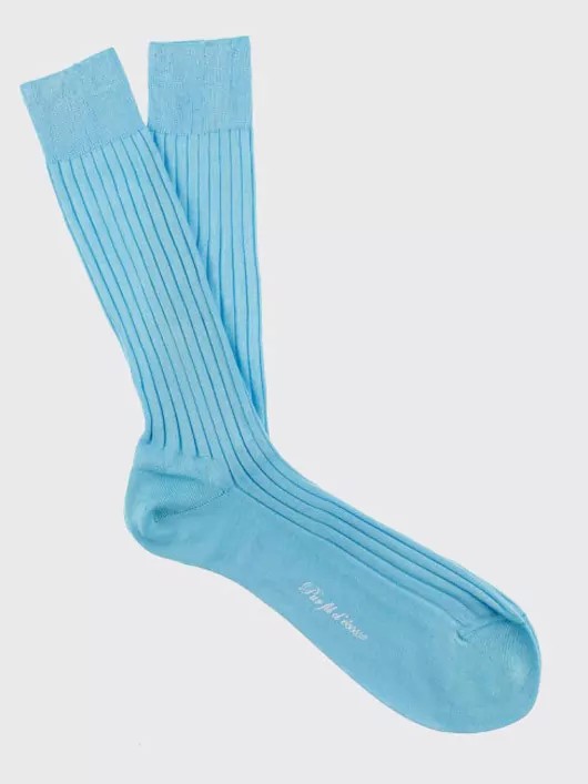 Chaussettes Fil d'ecosse Bleu Ciel Homme Grande Taille - Capelstore