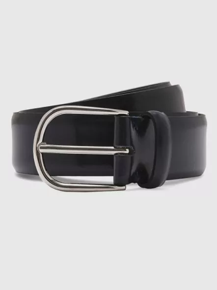 Ceinture cuir lisse marine Capel Paris