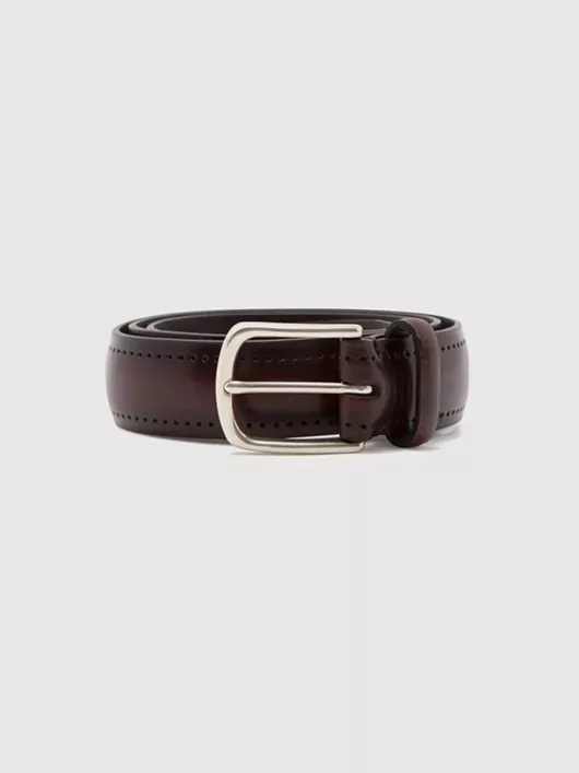 Ceinture Cuir Patine Bordeaux