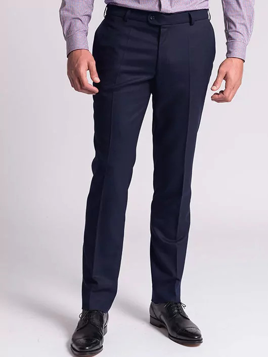 Pantalon Ville Uni Marine tissu infroissable homme grande taille | Capel