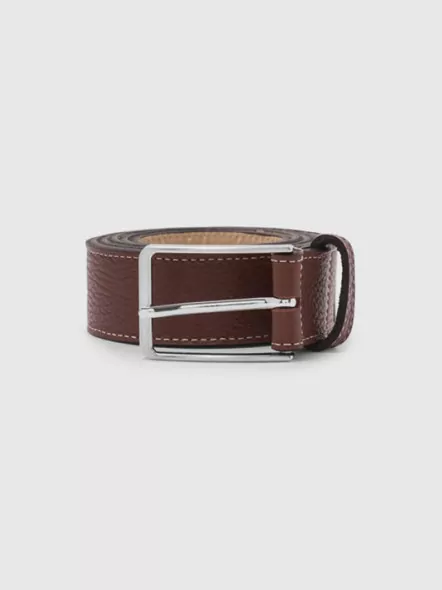 Ceinture Cuir Graine Unie Grande Taille