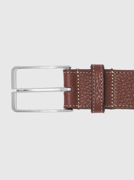 Ceinture Cuir Graine Unie Grande Taille