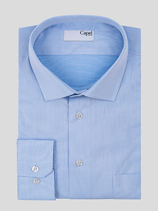 Chemise en coton Dobby bleu ciel homme grande taille | Capel