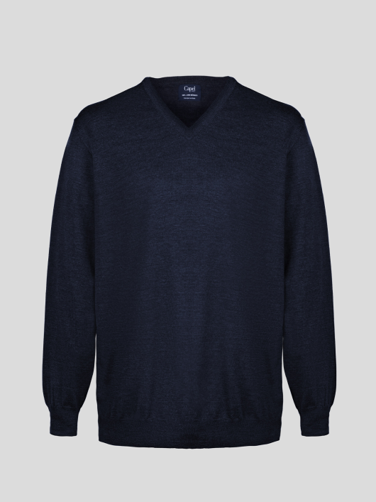 Pull Merinos Col V Uni Capel Grandes Tailles  homme grande taille - Capelstore