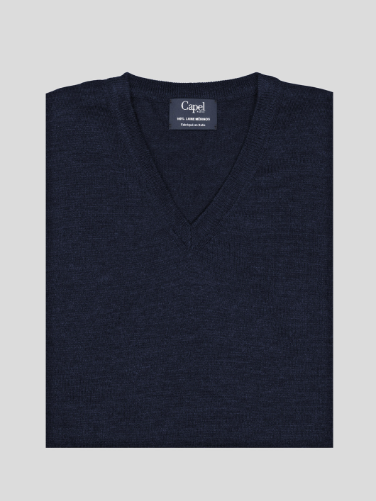 Pull Merinos Col V Uni Capel Grandes Tailles  homme grande taille - Capelstore