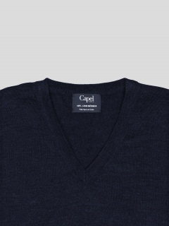 Pull Merinos Col V Uni Capel Grandes Tailles  homme grande taille - Capelstore