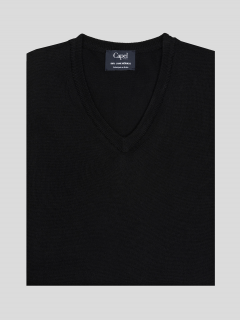 Pull Merinos Col V Uni Capel Grandes Tailles  homme grande taille - Capelstore