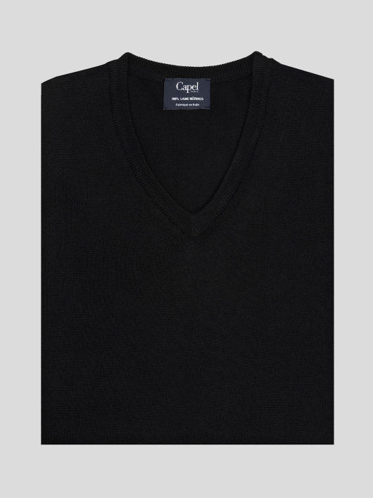 Pull Merinos Col V Uni Capel Grandes Tailles  homme grande taille - Capelstore