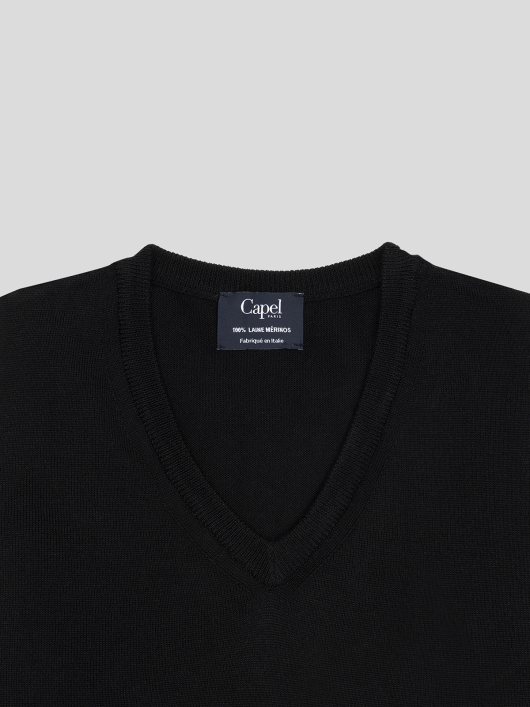 Pull Merinos Col V Uni Capel Grandes Tailles  homme grande taille - Capelstore